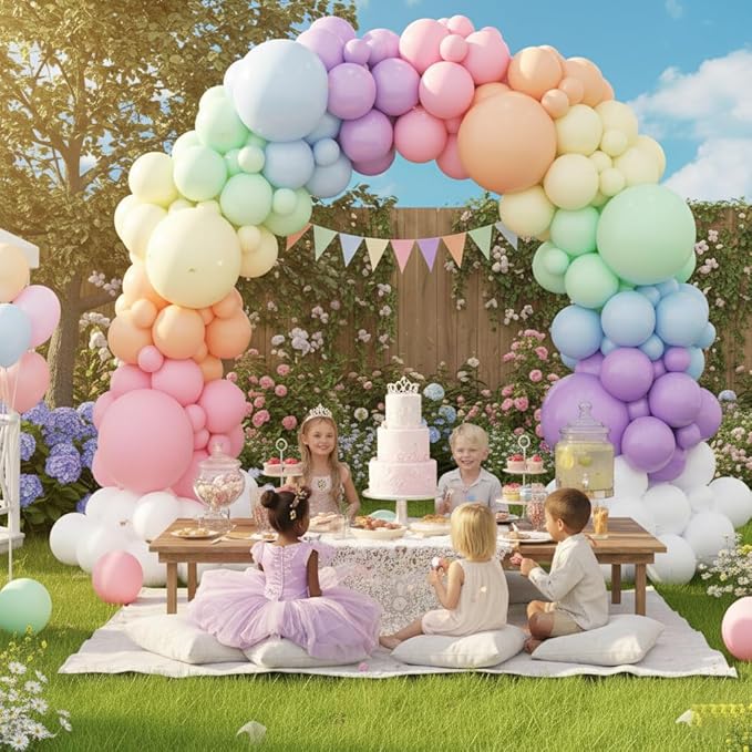 EICUECUE 426Pcs Pastel Balloon Arch Kit - 7 Macaron Assorted Colors Balloon Garland Kit for Birthday Party Kids Girls Baby Shower Wedding Anniversary Pride Easter Rainbow Supplies Party Decorations