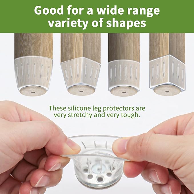 COVERCORNER 32PCS Chair Leg Floor Protectors, Chair Leg Protectors for Hardwood Floors, Furniture Pads for Hardwood Floors, Chair Socks Universal L Clear Fit 1.00"-1.18"