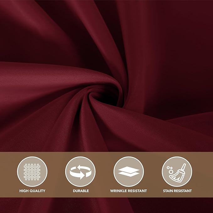 sancua 120 Inch Round Tablecloth, 8 Pack Burgundy - Circle Polyester Fabric Table Cloth for Chiristmas Party Reception Banquet Birthday, Washable Formal Table Cover (Fit 48-96 Inch Tables)