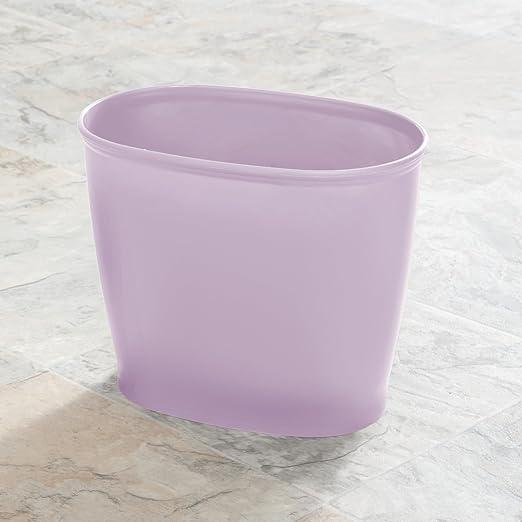iDesign Slim Plastic Bathroom Trash Can, Small Garbage Bin for Bedroom, Office, Desk, Dorm, Purple