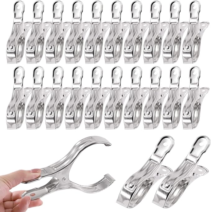 Tanstic 20 Pcs 5.1 Inch Stainless Steel Greenhouse Clamps Garden Clips Greenhouse Clips Heavy Duty Garden Clips with Strong Grip and Large Open Mouth for Netting Holding