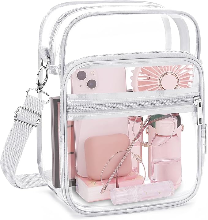 Blvornl Clear Crossbody Bag with Adjustable Shoulder Strap, Stadium Approved PVC Purse Bag, Messenger Bag