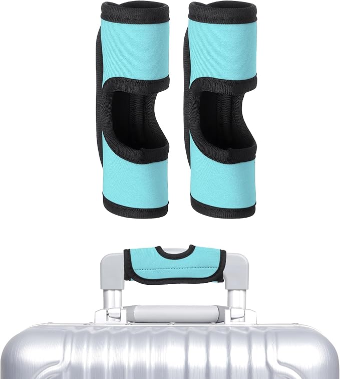 uxcell Luggage Handle Wrap, 2 Pcs Hollow Neoprene Handbag Grip Cover Protector Luggage Identifiers Suitcase Handle Wraps for Luggage Suitcase Travel Bags, Cyan