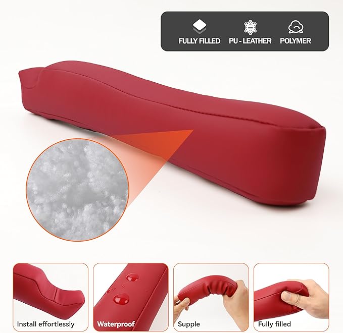 POKSRI Car Seat Gap Filler, 2 Pack Leather Gap Organizers Stop Things from Dropping into The Gap Between Seat and Console, Adjustable Width 1.4-2.4 Inches Fits Most Car/Truck/SUV, Accessories (Wine)