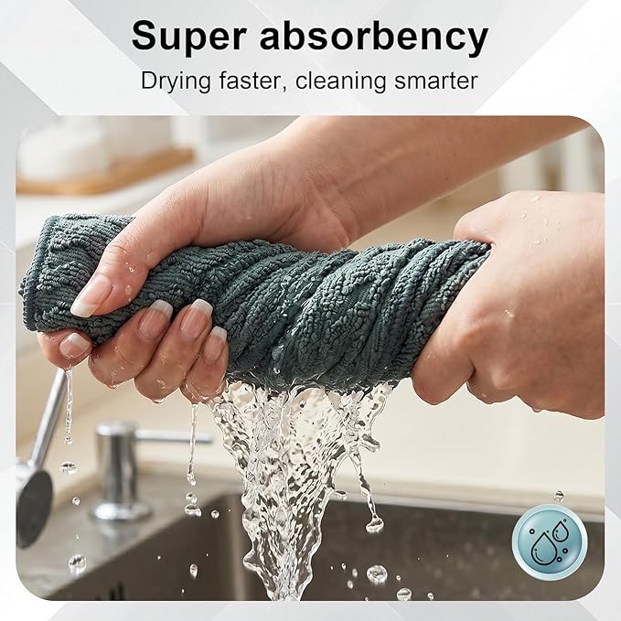 Microfiber Dual-Sided Cleaning Cloths, 6 Pack 12 x 12 Inch Reusable Dish & Cleaning Towels, Soft & Textured All-Purpose Cleaning Rags for Kitchen, Home & Car, Reusable Rags, Grey