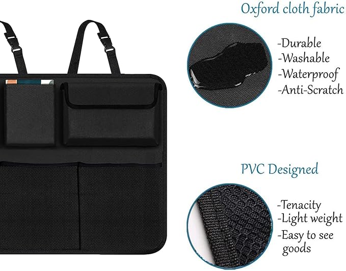Car Trunk Organizer, Large Capacity Car Organizers and Storage with 8 Pockets, Waterproof Backseat Hanging Organizer for SUV, Truck, MPV, Interior Accessories for Men and Women