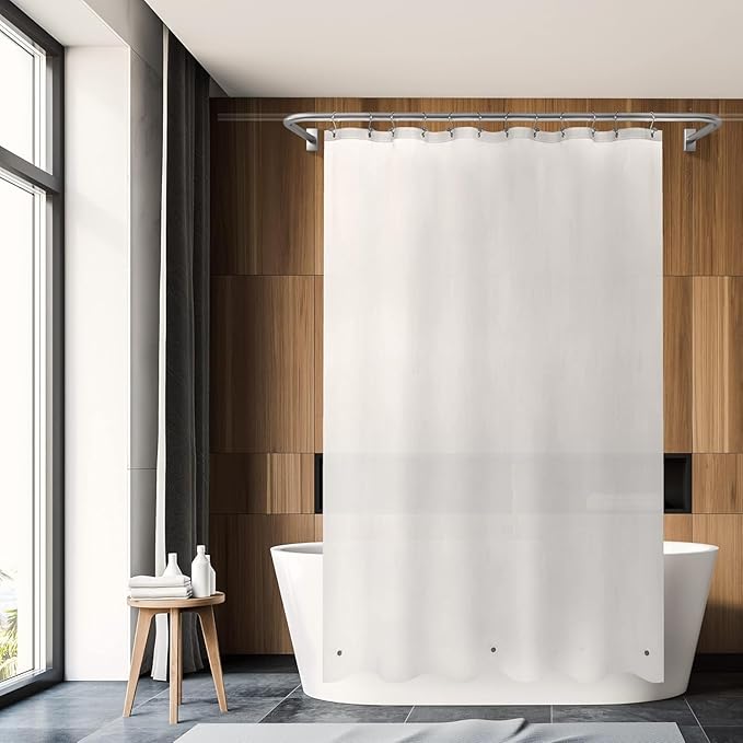 Barossa Design Long Frosted Shower Curtain Liner 72" x 75" with 3 Magnets - Waterproof PEVA Shower Liner for Bathroom Stall, PVC Free, Metal Grommets - Frost, 72x75