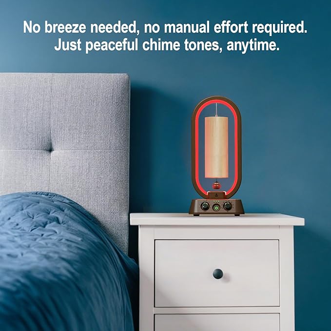 Automatic Bamboo Wind Chimes System, Sound Healing Instruments for Relaxation, Sound Bath– Indoor Electronic Wind Chime, Ideal Meditation Accessory