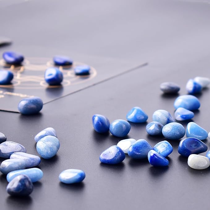 Polished Blue Aventurine Crystals - 72 Pcs, 0.5" 10 oz Handpicked Natural Tumbled Gemstones Rocks, Pebbles for Reiki, Chakra, Healing Home Decor