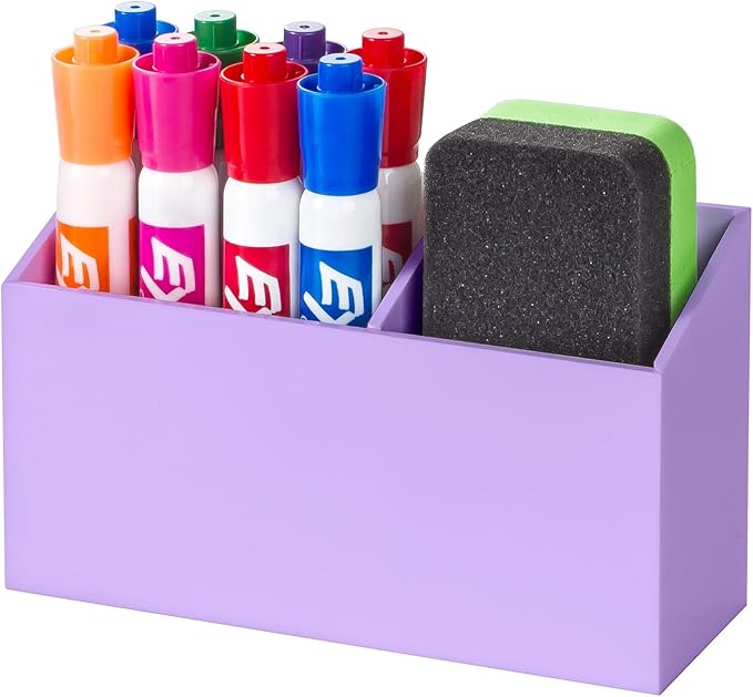 BEYGORM Magnetic Dry Erase Marker Holder for Whiteboard,Non-slip Acrylic Magnet Pen Holder for Fridge Refrigerator,Locker Organizer for Work,Locker Accessories,Pencil Cup for Desk(Purple)