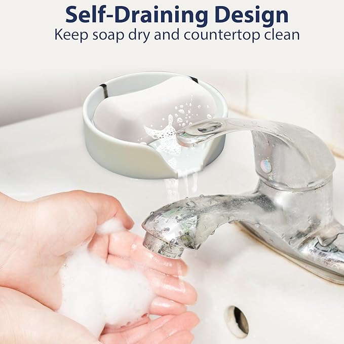 Sponge Holder for Scrub Daddy with Suction Cups and Drain Spout Kitchen Sink Caddy Organizer, Soap Dish Holder Accessories Rack, Dishwasher Safe - 4.7"x4.7", Marble White