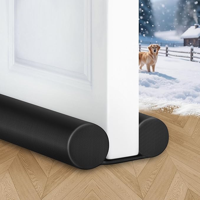 MAXTID 32" Black Door Air Draft Stopper - Wind Blocker for Bedroom Doors & Small Apartments