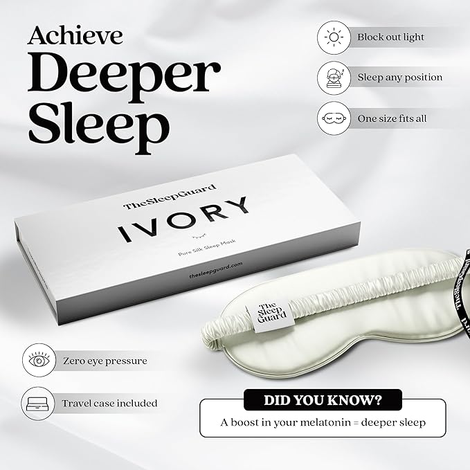 TheSleepGuard Pure Silk Sleep Mask [100% 6A Mulberry Silk, 22 Momme] Light Blocking Travel Essentials. Eye Masks for Sleeping. Black Oeko-Tex Blindfold. Eye Covers for Men & Women