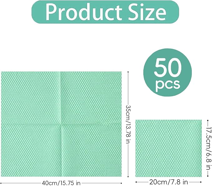 Disposable Dish Cloths Heavy Duty Disposable Cleaning Cloths for Kitchen Multi-Purpose Green Dish Rags 50 Count/Pack