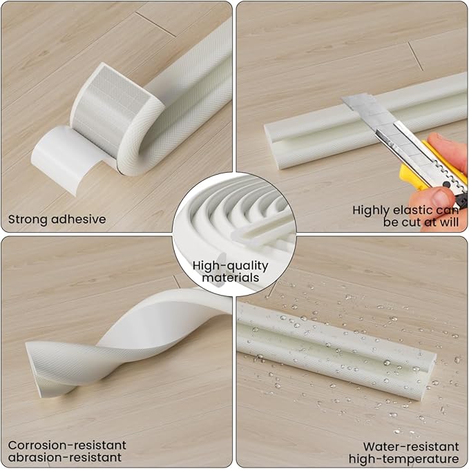 V Shape Thin Foam Weather Stripping Door Frame Seal Strip 33FT White, Draft Stopper, Insulation Winter, Weatherstripping, Gap Sealing, Soundproofing, Self-Adhesive Used for Exterior Front Door Side