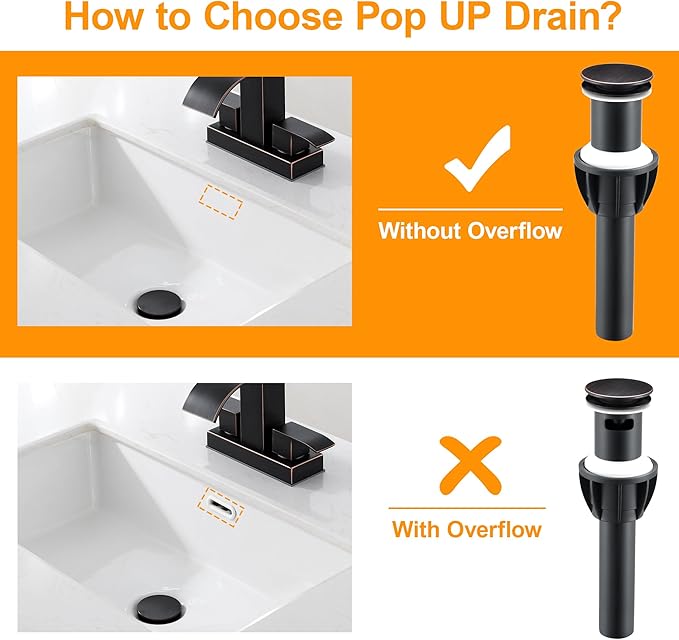 Vessel Sink Drain Without Overflow, Plastic Bathroom Pop up Sink Drain Fit for 1 3/4 Inch Vessel Sink, Built-in Anti Clogging Sink Stopper, Oil Rubbed Bronze