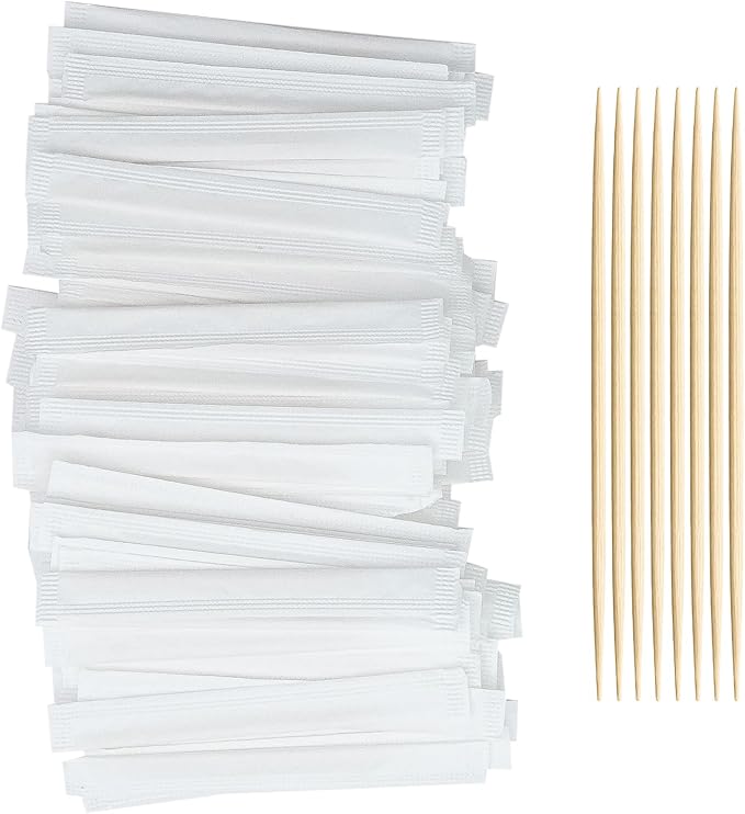 HOPELF Bamboo Toothpicks by Individually Wrapped for Appetizer, Olive, Barbecue, Fruit, Teeth Cleaning,Double-Points Wooden Toothpick.1000 Count