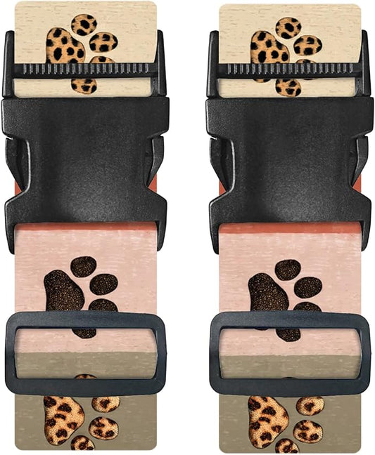 Nuxovilar Luggage Straps of 2 Set Colorful Paw Prints Pattern, 1.96x90.5 inches - Luggage Straps for Suitcases, Ideal for Pet Lovers, Travel, Daily Use