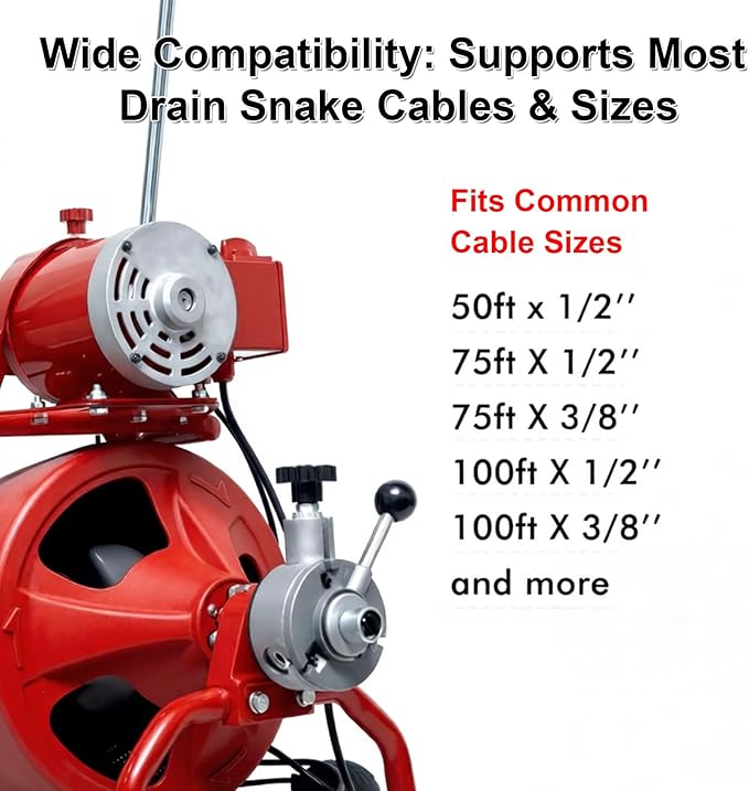 Drain Snake Drill Attachment, 9-Piece Root Cutter for Drain Cleaning, Manganese Steel – Compatible with 50-100FT AC Machines, for Pipe Clog Removal, Fits 5/16"-3/4" Cables