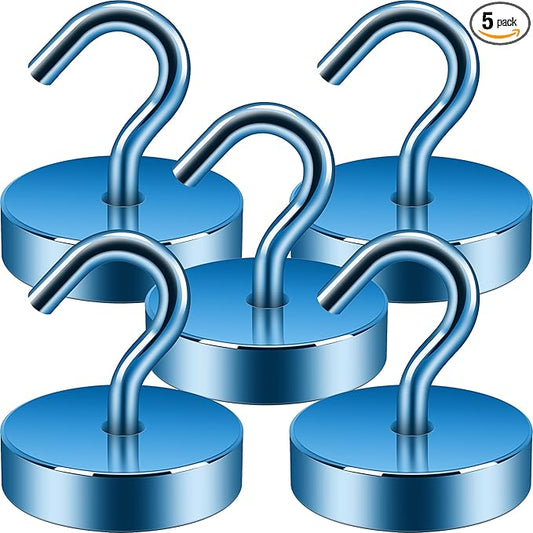 Neosmuk Magnetic Hooks, Cruise Ship Essentials, 80lb+ Heavy Duty Magnetic Hooks for Cruise Cabins, Refrigerator, Grill, Hanging, and Travel | Extra Strong Must-Haves Magnet Hook,RoyalBlue, 5 Pack