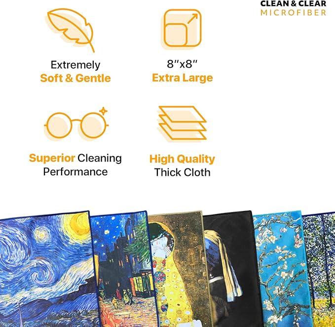 Large [4 Pack] Classic Art (Mona Lisa) - Ultra Premium Quality Microfiber Cleaning Cloths (Best for Camera Lens, Glasses, Screens, and All Lens.), Microfiber cloth