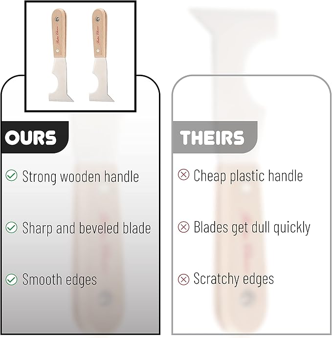 Bates- Paint Scraper, Taping knife, Pack of 2 Putty Knife Scraper, Scraper, 5 in 1 tools, Spackle Knife, Caulk Removal Tool, Painters Tool, Paint Can Opener, Paint Remover for Wood, Wallpaper Scraper