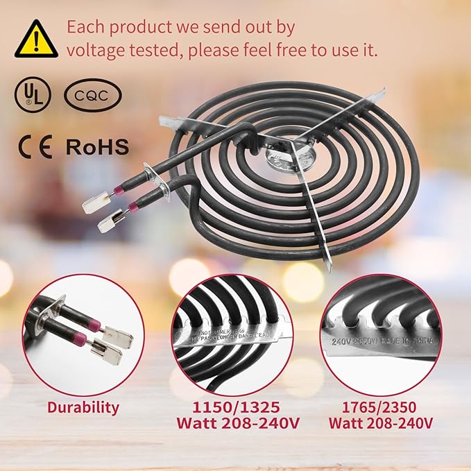WB30M1 and WB30M2 GE Hotpoint Electric Stove Burner Replacement Element, Perfectly Fit GE Hotpoint Electric Range Stove Top-Includes 2 * 8'' and 2 * 6''