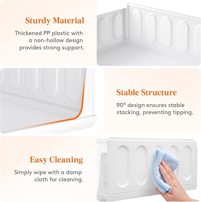 Lifewit Stackable Closet Organizers and Storage Basket for Clothes, Plastic Sweater Storage Bins for Wardrobe, Multifunctional Pants Organizer for RV, Pantry, Bathroom, Kitchen, Dorm, 24L, 4 Pack
