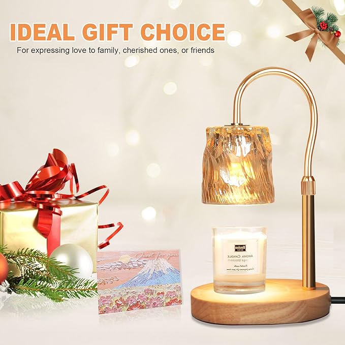 Candle Warmer Lamp with Timer & Dimmer, Candle Warmer Height Adjustable, Fits All Jar Scented Candles, Candle Lamp with 3 Bulbs, Charming Gift for Home Decor