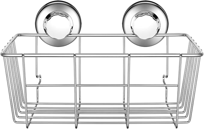 iPEGTOP Suction Cup Deep Shower Caddy Bath Organizer Wall Shelf for Large Shampoo Gel Holder Bathroom Accessories Storage -Rustproof 304 Stainless Steel, 2-Pack