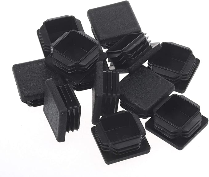 1-1/4Inch Square Plastic Plug, End Caps for Tubing Pipe OD 1-1/4" x 1-1/4" (not ID), Steel Chair Leg End Caps, Bar Stool Glides Inserts, Fence Plugs, Furniture or Fitness Equipment End Caps (12 Packs)
