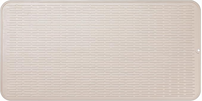 MicoYang Silicone Dish Drying Mat for Multiple Usage, Easy clean, Eco-friendly, Heat-resistant Silicone Mat for Kitchen Counter or Sink, Refrigerator or Drawer Liner Tapioca 5XL 36inches x 18inches