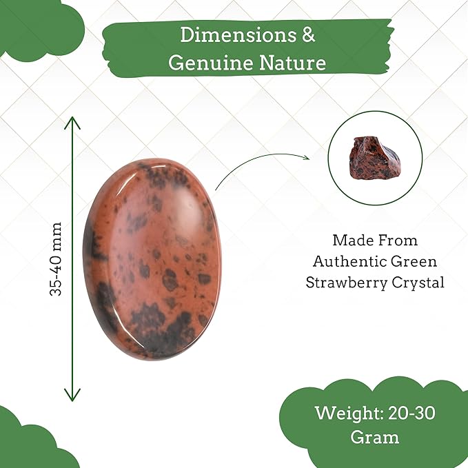 Mahogany Obsidian Worry Stones – Crystal Thumb Worry Stone for Anxiety, Stress – Relaxing and Soothing Balance Stones for Meditation, Stress Relief – Healing Stones and Crystals for Men and Women