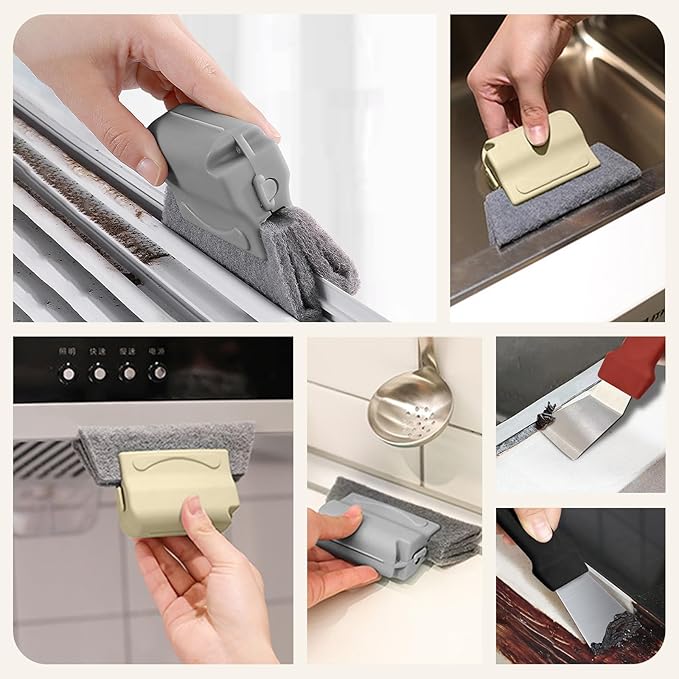 JIURUN Hard Bristle Crevice Cleaning Brush - Multifunctional Cleaning Brush Set, Grout Cleaner Brush, Small Crevice Cleaning Brushes for Home, Kitchen, Bathroom, Window, Faucets, Cup, Teapot