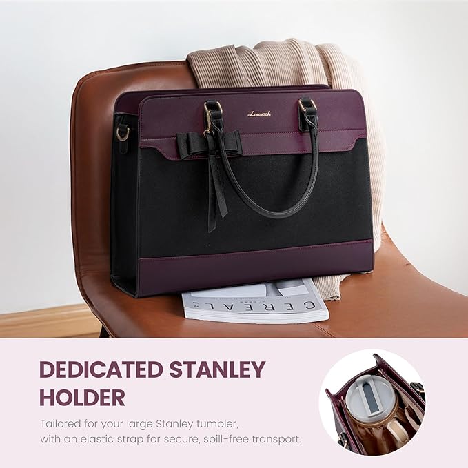 LOVEVOOK Laptop Tote Bag for Women, Leather Work Bag, Waterproof Business Teacher Bag, Large Computer Handbag Purse Briefcase, Office Gifts for Women