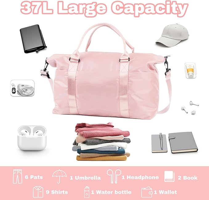 Women's Weekender Duffel Bags, Travel Totes Bag for Airplane Essentials, Overnight Bags for Women with Trolley Sleeve, Large Carry On Hospital Bag for Labor and Delivery, Sport, Gym