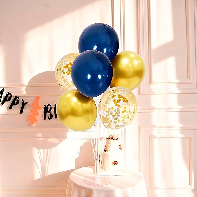 4 Set Blue Gold Balloon Stand Balloon Centerpieces Table Decorations for Birthday Wedding Anniversary Retirement Graduation Decorations Class of 2026 New Years Eve Party Supplies