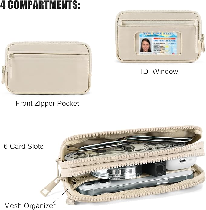 Checkered WristleWallets for Women, RFID Wallet Crossbody with 4 Zippers, Credit Card Holder Cell Phone Organizer