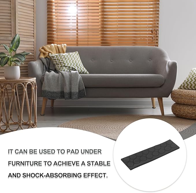 PATIKIL Non Slip Furniture Pads 3/8" (10mm x 2mm), 16 Pcs Adhesive Backed Round Rubber Feet Anti-Scratch Rubber Furniture Grippers for Hardwood Floor Electronics Bed Drawers DIY