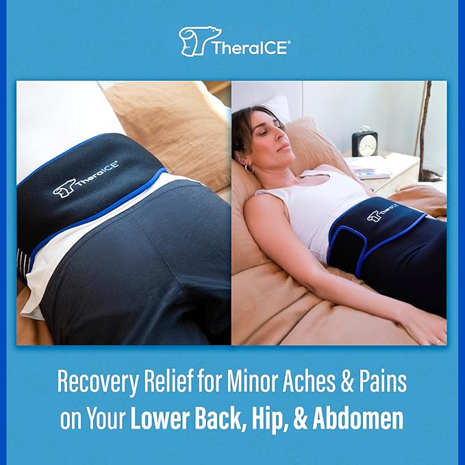 TheraICE Ice Pack for Back Pain Relief | Reusable Lower Back Wrap for Hot or Cold Therapy | Relief for Lower Lumbar, Sciatic Nerve, Herniated or Degenerative Disc, Coccyx, Tailbone Pain 1 Pack