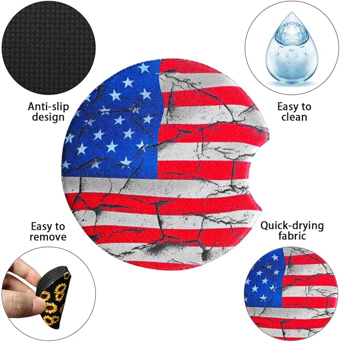 Moly Magnolia 2 Pack Car Coasters for Drinks Absorbent - 2.75 Inch Cute Car Cup Holder Coasters for Women, Removable Cup Holder Coaster for Women Girls, Car Interior Accessories (Style F)