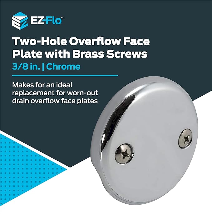 EZ-FLO 2-Hole Bathtub Overflow Face Plate with Screws, Chrome Finish, 35245