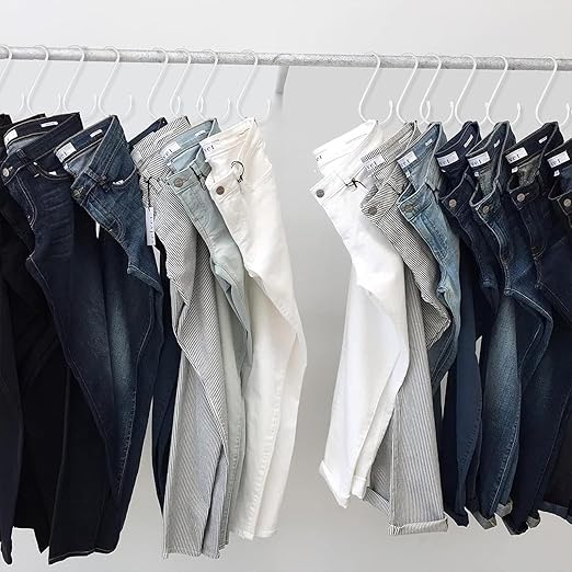 Nisoger 24 Pack 4 inch Vinyl Coated S Hooks with Rubber Stopper Non Slip Heavy Duty S Hook, Steel Metal White Rubber Coated Closet S Hooks for Hanging Jeans Plants Jewelry Pot Pan Cups Towels