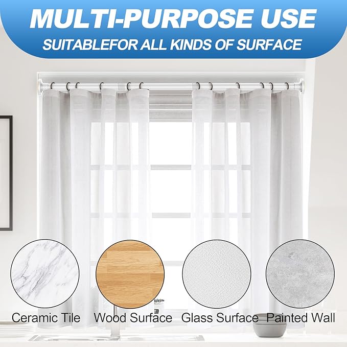 CorkLatta White Shower Curtain Rod 31 to 68 Inch, 1 Inch Diameter Adjustable Spring Tension Stainless Steel Telescoping Rod, Easy Install, No Rust