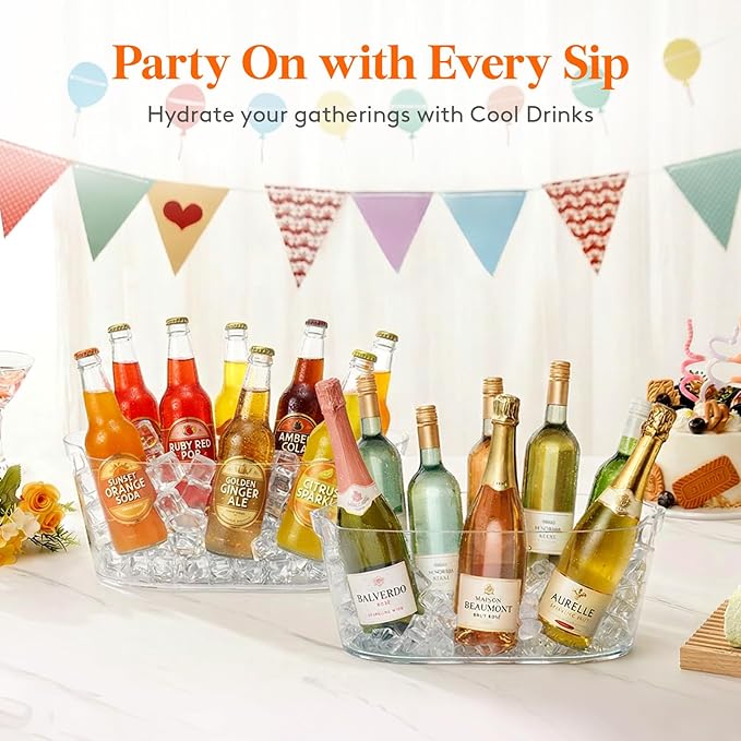 Lifewit 11.5L Ice Bucket for Parties, Large Portable Drink Bucket for Cocktail Bar, Champagne Cooler for Beverage/Wine/Beer, Mimosa Bar Supplies Chiller Tub with Scoop 38 x18x20 cm/15x7x8 inches