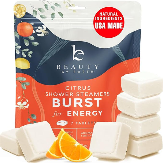 Shower Steamers Aromatherapy - USA Made with Natural Ingredients & Citrus Essential Oil, Long Lasting Shower Bombs for Energy Boost, Gift Set for Women & Men, Spa Gifts & Shower Accessorie