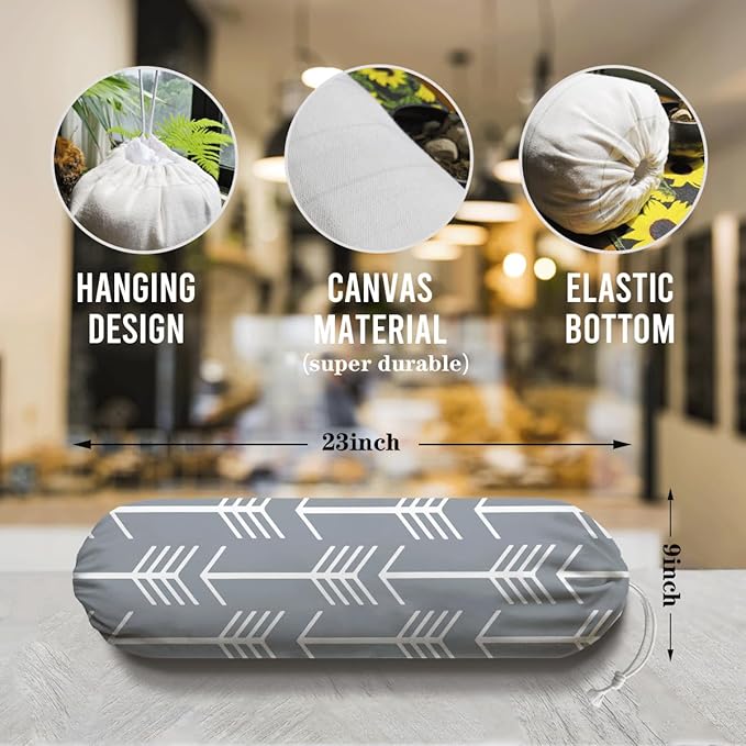 Arrows Plastic Bag Holder, Wall Mount Large Grocery Bags Holder, Washable Shopping Bags Carrierfor Home Kitchen Pantry, Housewarming Gift for Women Friends Family, Kitchen Pattern Garbage Bag 70