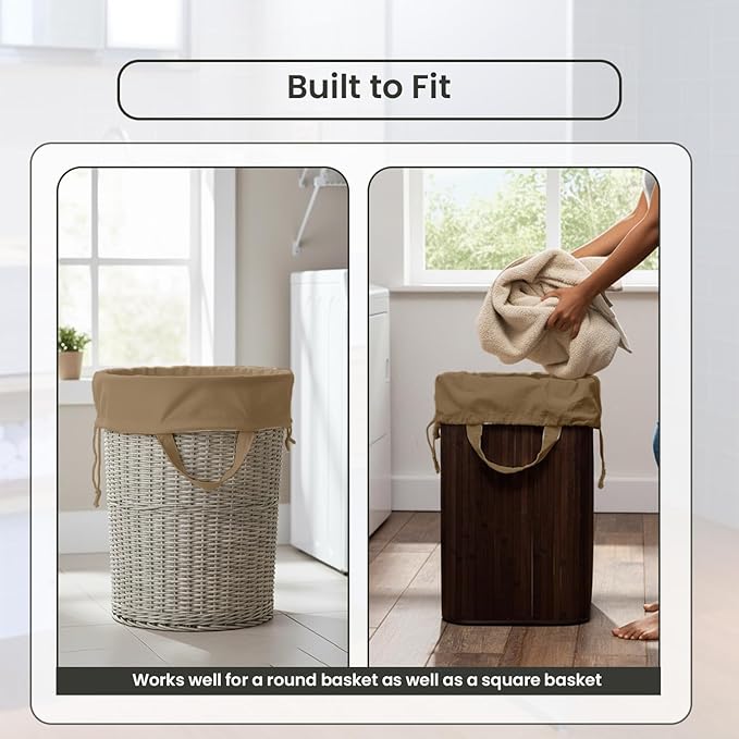 LFH Home Cotton Canvas Large Laundry Bag with Handle, Heavy Duty Drawstring Closure Washable Laundry Bags, for School Travel, Home, Hotel, College Dorm, Organizer Sack, Toys Clothes 28x40-Beige