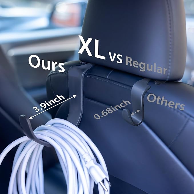 Travel Depot XL Hard Hat Holder for Truck, Heavy-Duty Headrest Hooks, Seat Back Organizer for Hard Hats, Bags & Gear, Universal Truck & Car Headrest Organizer, 2-Pack