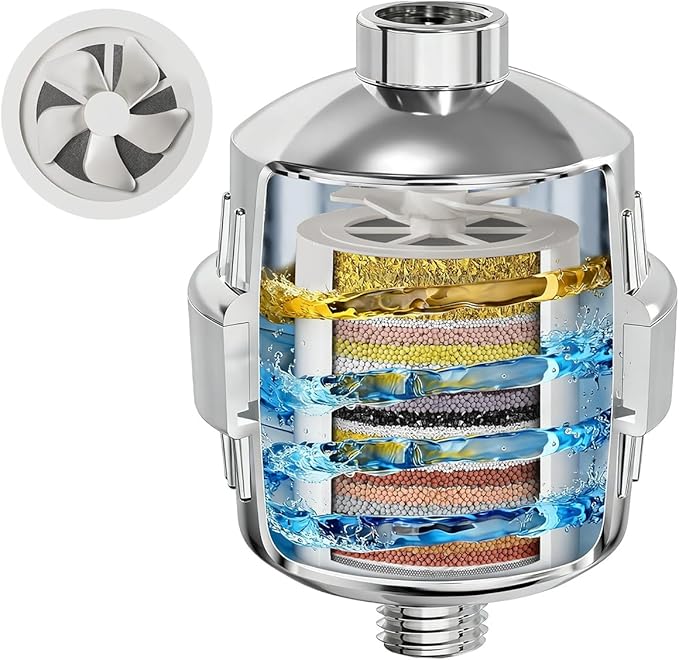 25-Stage Shower Filter with Enhanced KDF, Reduces Scale Buildup, Revitalizes Hair, Skin & Nails. Softens Hard Water, Removes 99% Lead, Chlorine, Fluoride & Harmful Chemicals. High-Output Flow, Chrome